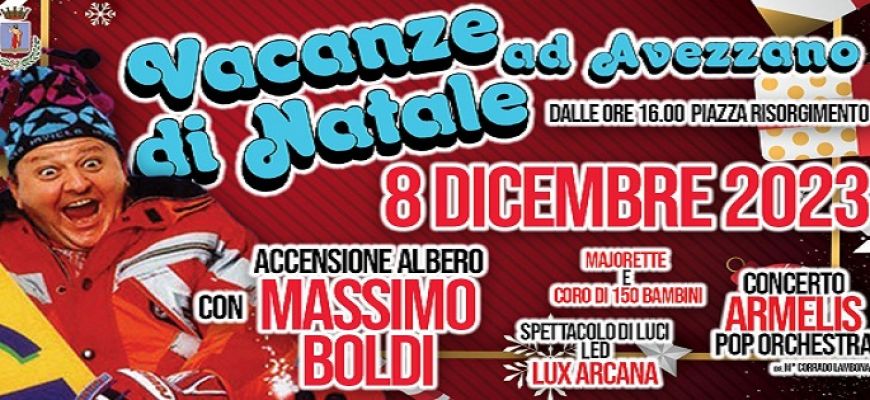 L’8 dicembre sarà l’amatissimo Massimo Boldi ad accendere l’albero di Natale di Avezzano